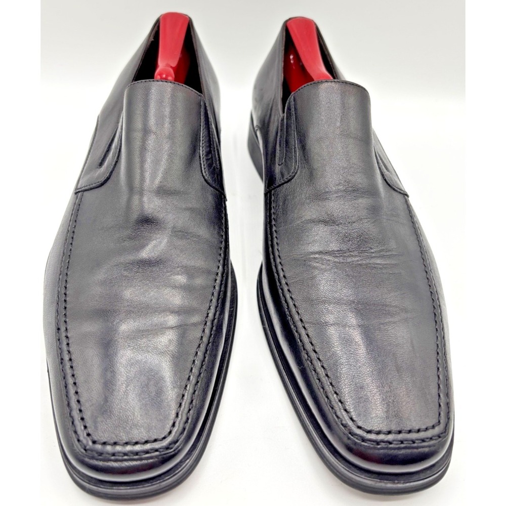 Monte Rosso Loafers Dress Shoes Mens Size 10 Black Leather Slip On Made in Italy